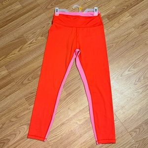 Wilo Bright Orange & Pink Athletic Leggings Size Large